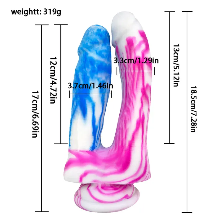  Dildos Pink and Blue Silicone Double Ended Dildos