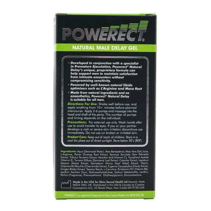 Enhancers Powerect Natural Male Delay Gel 30ml Skins