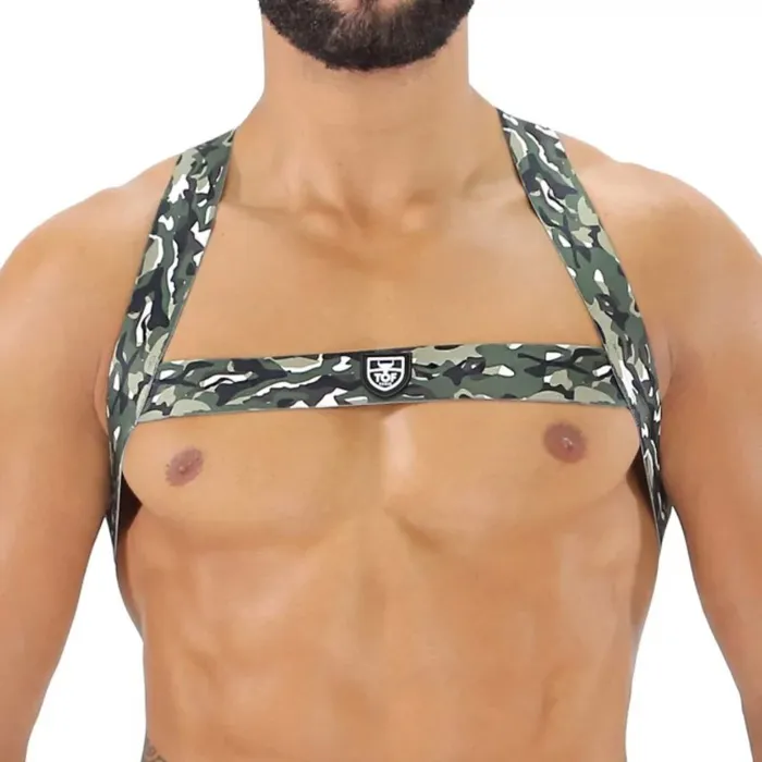 Fetish Elastic Harness Khaki Camouflage Size XLXXL TOF Paris Female Sex Toys