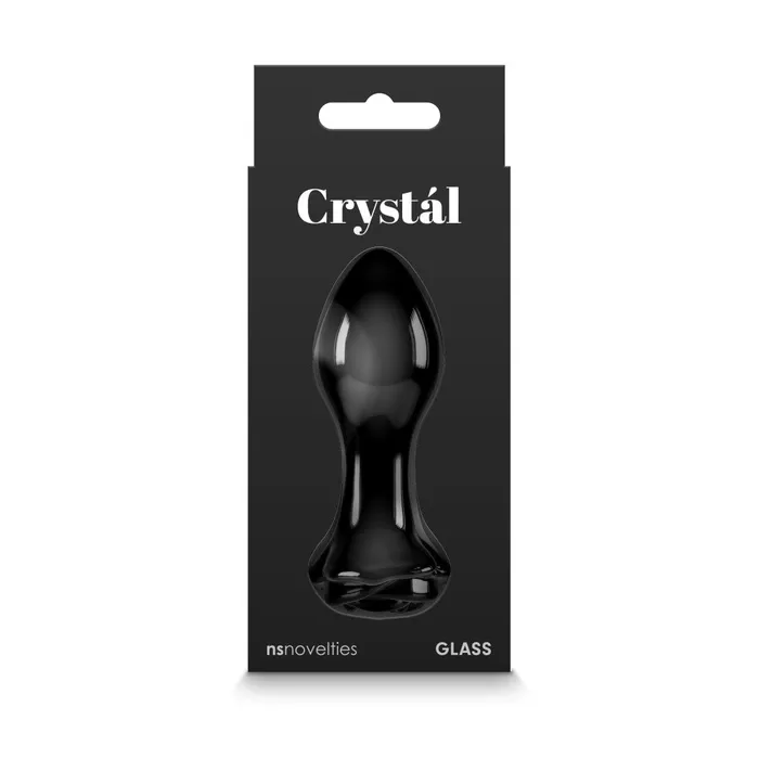 Glass Butt Plug With Rose Crystal Black NS Novelties Anal