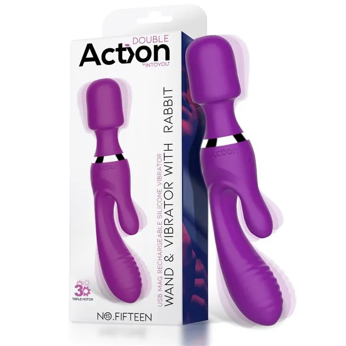 Intoyou 3 Action Motors 2 in 1 Rabbit Vibrator Wand Massager Female Sex Toys