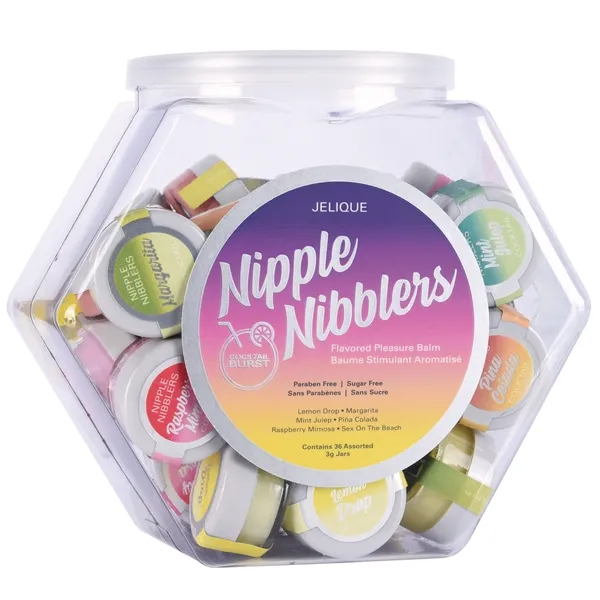 Jelique Female Sex Toys NIPPLE NIBBLERS Cocktail Pleasure Balm Assorted 3g Bowl of 36