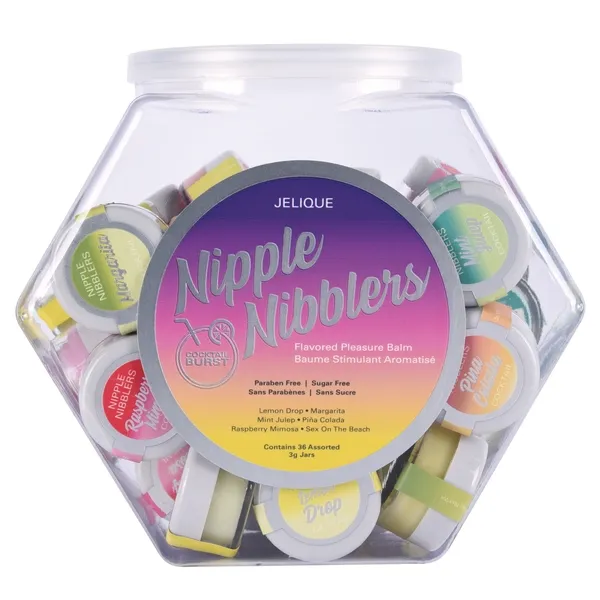 Jelique Female Sex Toys NIPPLE NIBBLERS Cocktail Pleasure Balm Assorted 3g Bowl of 36