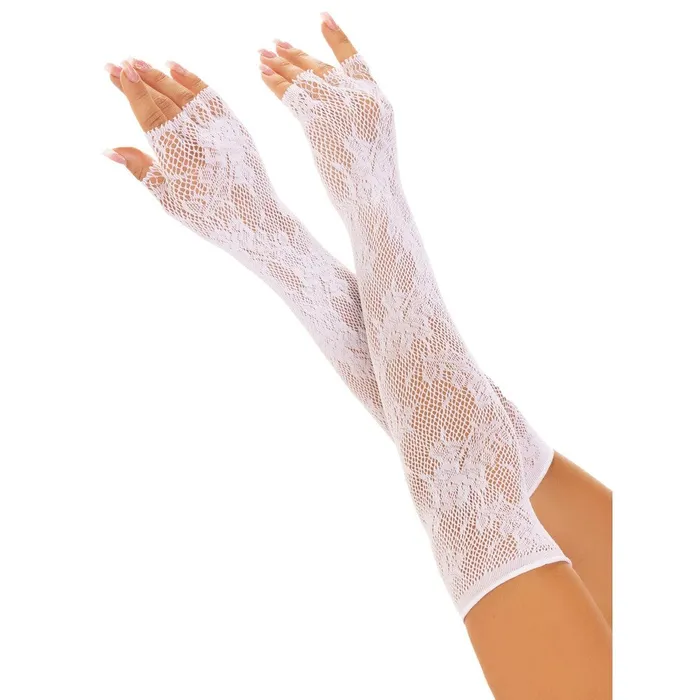 Leg Avenue Lingerie Vibrators Leg Ave Floral Net Fingerless Gloves White