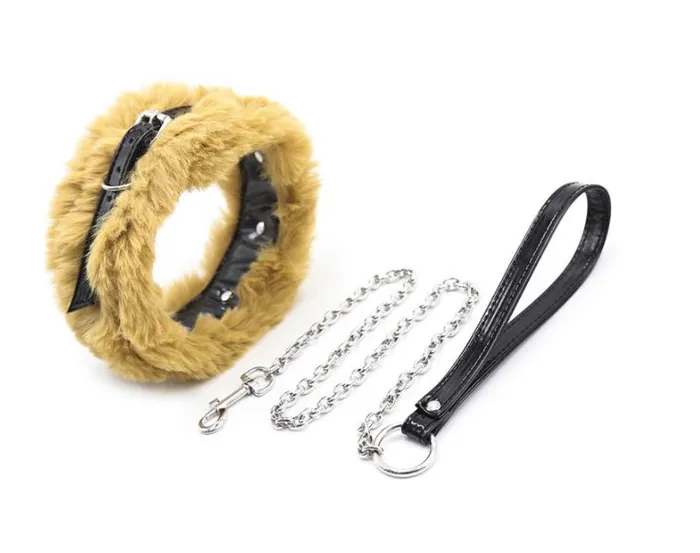 Male Sex Toys Extasy Fluffy PVC Collar With Leash