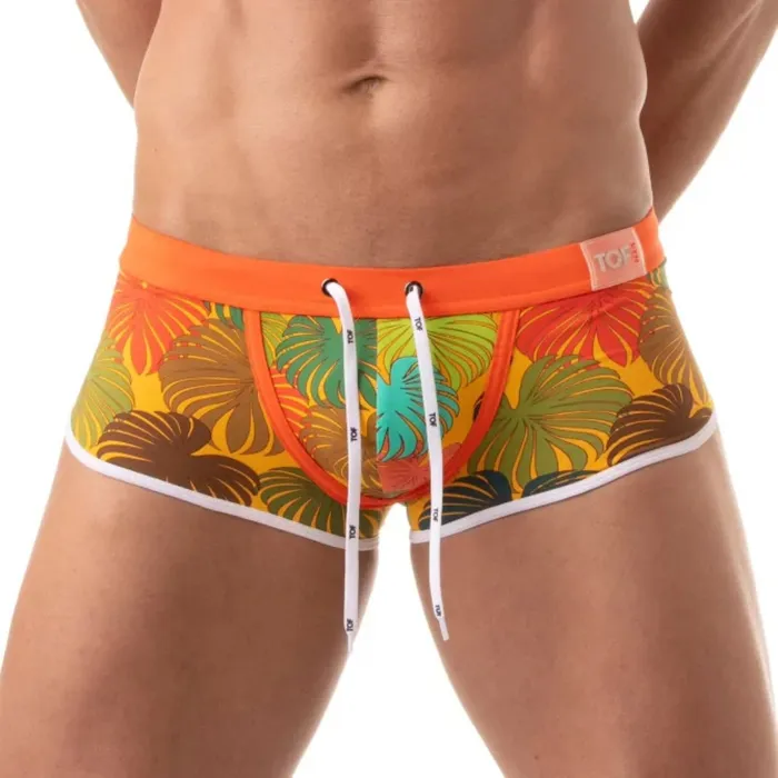 Male Sex Toys TOF Paris Floral Swim Trunk Yellow Size L