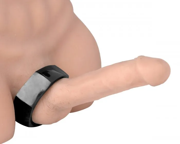 Master Series Male Sex Toys Master Series Black Hex Heavy Duty Cock Ring Ball Stretcher