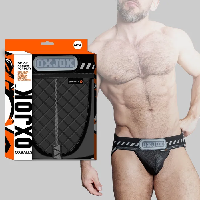 OXBALLS Anal PACKER industrial quilted cargo strapjock BLACK PUFF SMALL