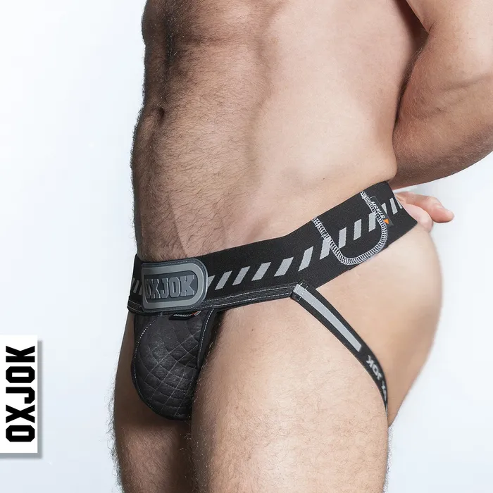 OXBALLS Anal PACKER industrial quilted cargo strapjock BLACK PUFF SMALL