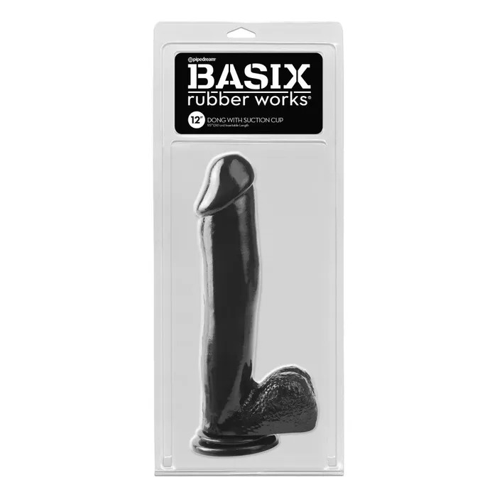 PipeDream Female Sex Toys Basix 12 Black Dong with Suction Cup