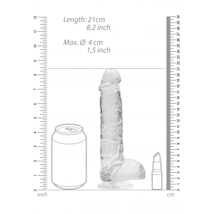 Realistic dildo with testicles Crystal Clear 21 cm transparent Shots Toys Female Sex Toys