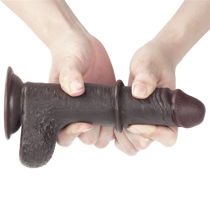 Realistic Double Layer Cyber Skin SlidingSkin Dong 7 Brown Love Toy Dildos