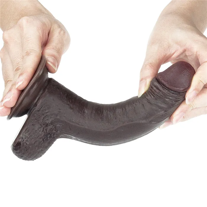 Realistic Double Layer Cyber Skin SlidingSkin Dong 7 Brown Love Toy Dildos