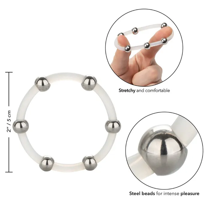 Steel Beaded Silicone Ring XL California Exotic Male Sex Toys