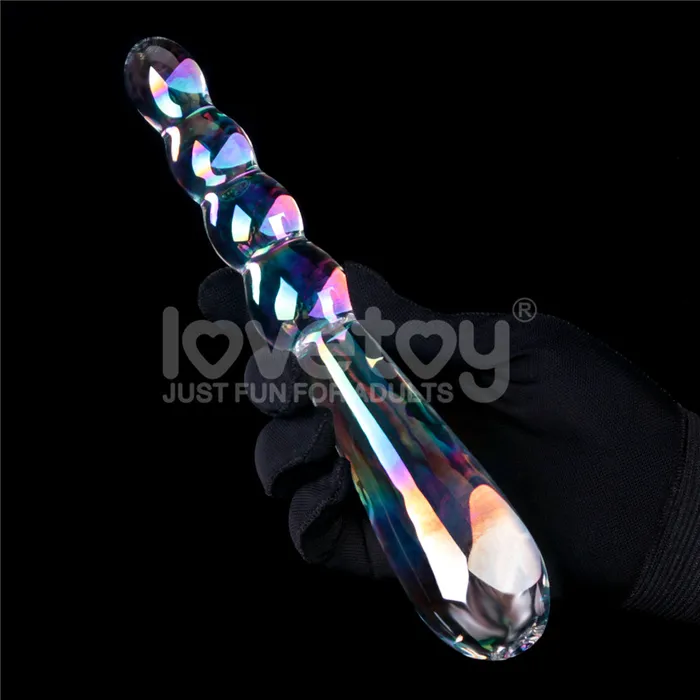 Twilight Gleam Rising Ripples Embossed Glass Dildo Love Toy Dildos