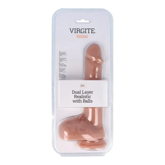 Virgite Female Sex Toys Virgite R31 Realistic doublelayer silicone dildo with testicles