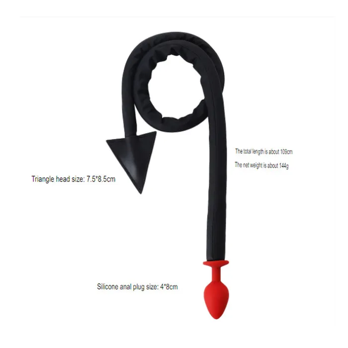 109cm Cosplay Bondage Silicone Anal Plug with Devil Tail Fetish Accessory SexyPlay Male Sex Toys