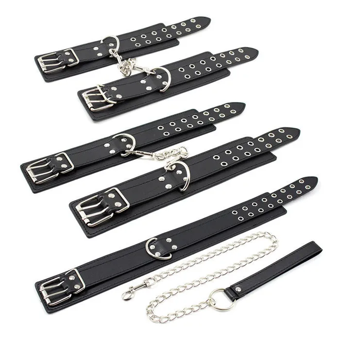 5pcs Bondage Kit Handcuffs Ankle Cuffs Collar Restraint Fetish BDSM SexyPlay Couples