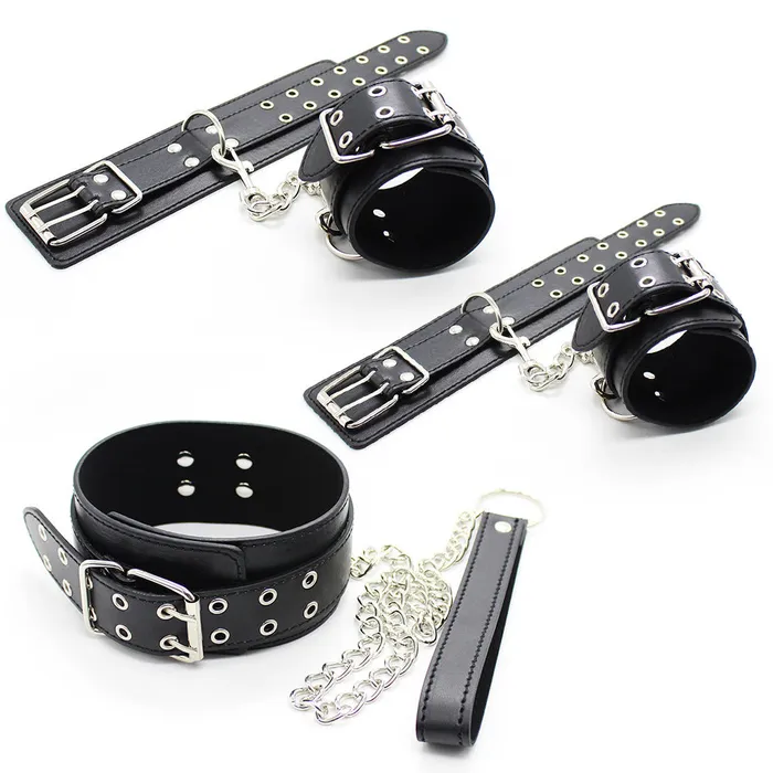 5pcs Bondage Kit Handcuffs Ankle Cuffs Collar Restraint Fetish BDSM SexyPlay Couples