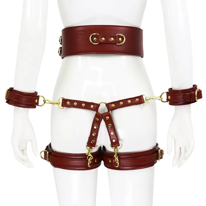 Couples GAINIAN BDSM Brown Handcuffs Leg Harness Bondage Restraint Kit