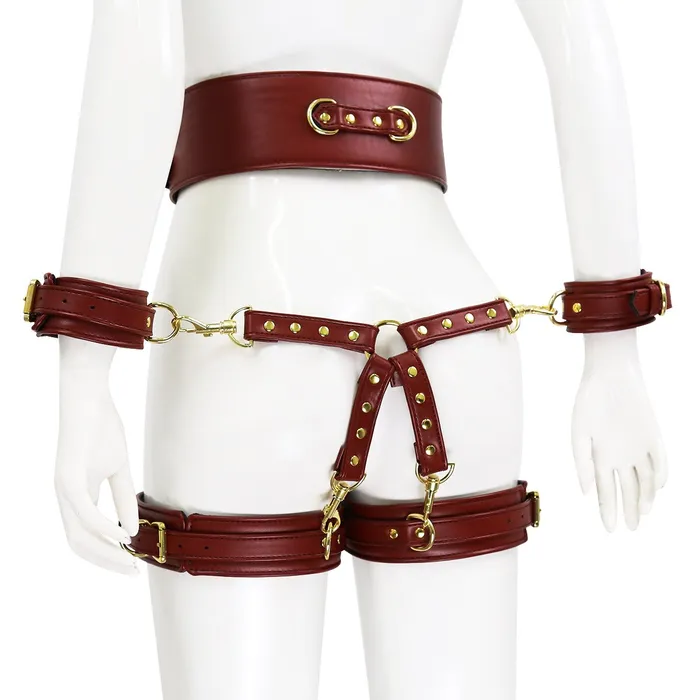 Couples GAINIAN BDSM Brown Handcuffs Leg Harness Bondage Restraint Kit