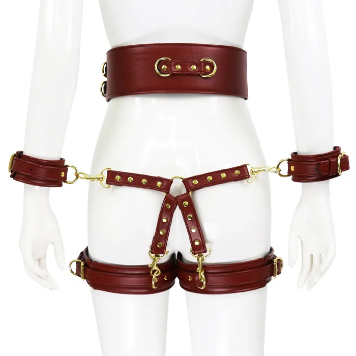 Couples GAINIAN BDSM Brown Handcuffs Leg Harness Bondage Restraint Kit