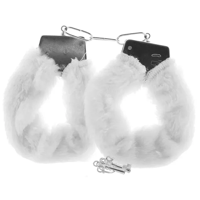 Couples White Playful Furry Cuffs with Keys sextoysvancouver