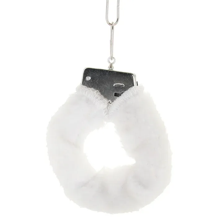 Couples White Playful Furry Cuffs with Keys sextoysvancouver