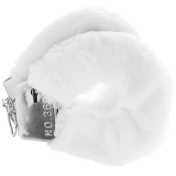 Couples White Playful Furry Cuffs with Keys sextoysvancouver