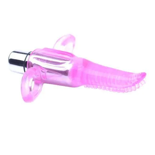 Diamond Toys Female Sex Toys Clear Pink Vibrating Tongue Finger Vibrator