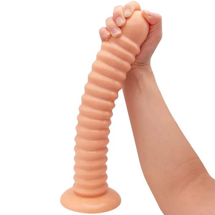 DY 126 Super Giant Ribbed Anal Plug Dildo Flesh DY Male Sex Toys