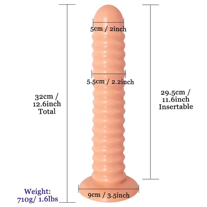 DY 126 Super Giant Ribbed Anal Plug Dildo Flesh DY Male Sex Toys