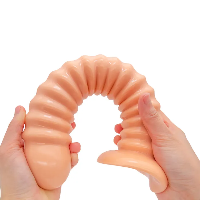 DY 126 Super Giant Ribbed Anal Plug Dildo Flesh DY Male Sex Toys