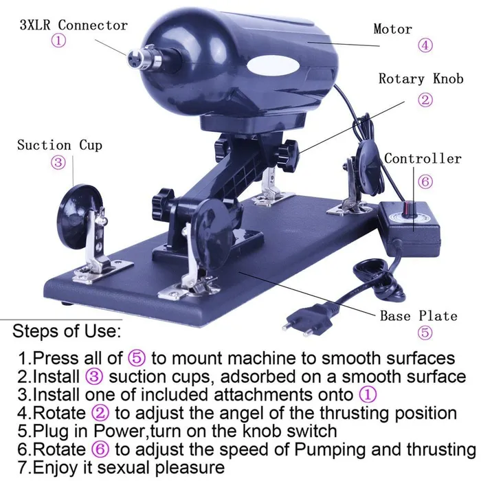 Female Sex Toys SexyPlay DSA2D Auto Thrusting Sex Machine with 7 Attachments Kit