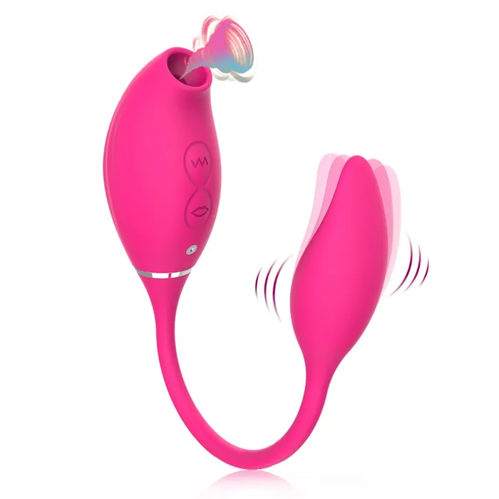 HC Female Sex Toys HC Double Ended Suction GSpot Vibrator Rose