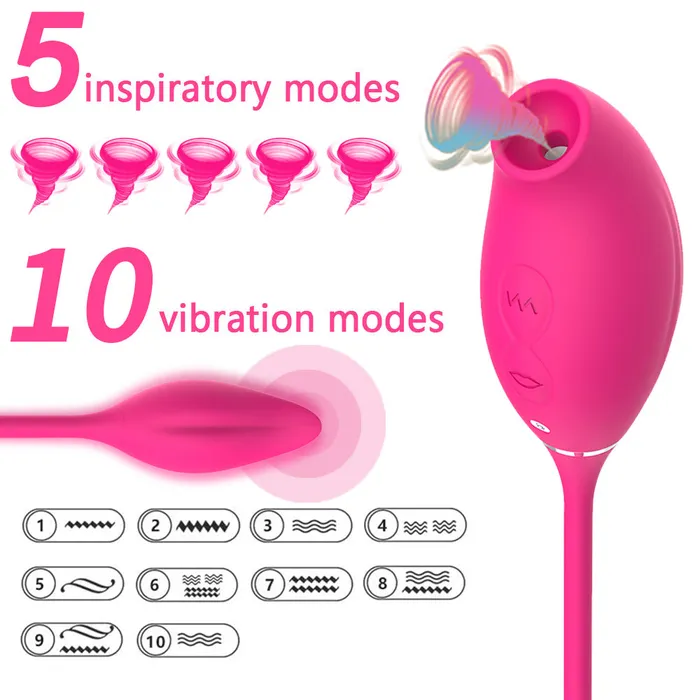 HC Female Sex Toys HC Double Ended Suction GSpot Vibrator Rose