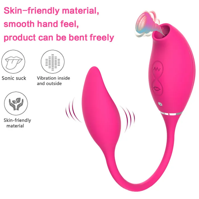 HC Female Sex Toys HC Double Ended Suction GSpot Vibrator Rose