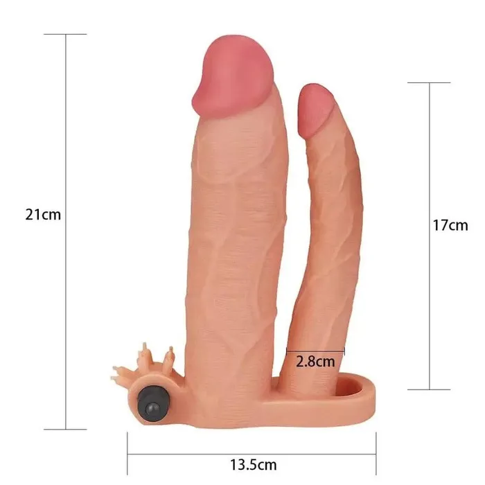 LOVETOY Male Sex Toys LOVETOY Pleasure XTender Vibrating Double Penis Sleeve Extender Add 3 inch