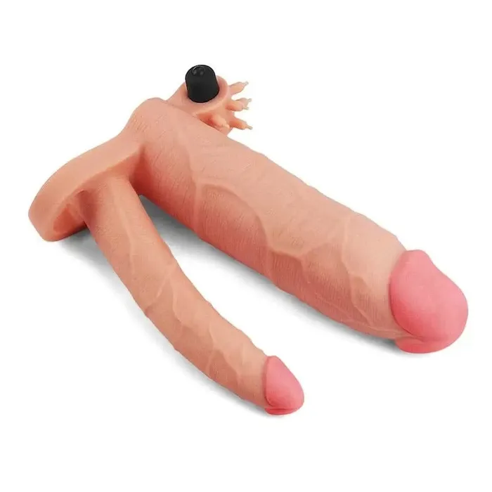 LOVETOY Male Sex Toys LOVETOY Pleasure XTender Vibrating Double Penis Sleeve Extender Add 3 inch