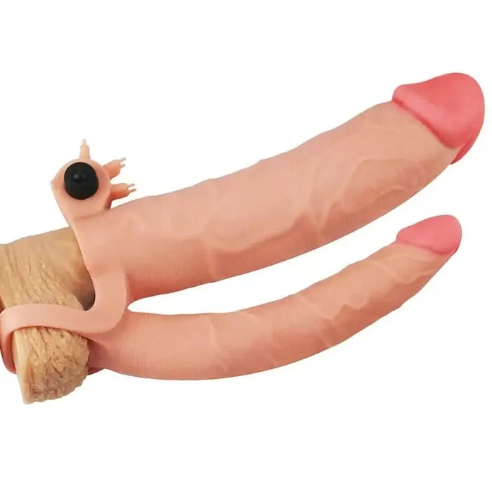 LOVETOY Male Sex Toys LOVETOY Pleasure XTender Vibrating Double Penis Sleeve Extender Add 3 inch