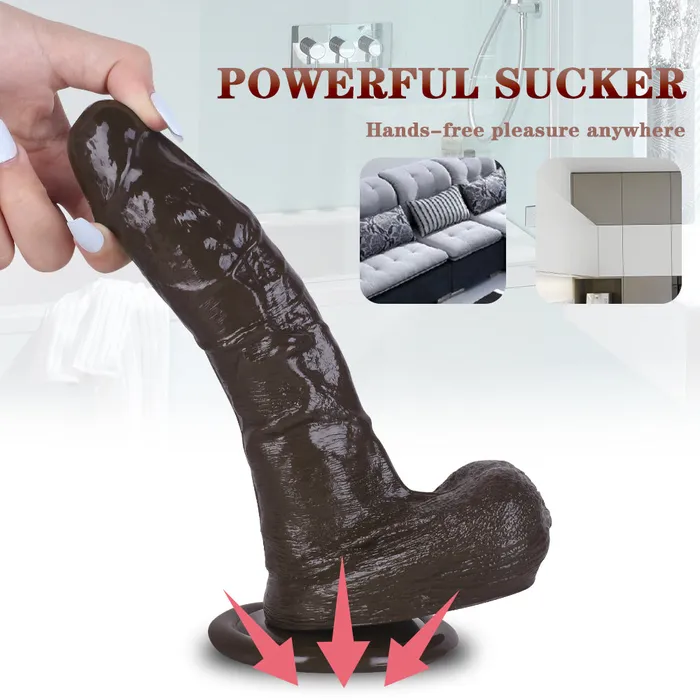 MD Female Sex Toys MD 866 Super Realistic Dildo with Suction Cup Coffee