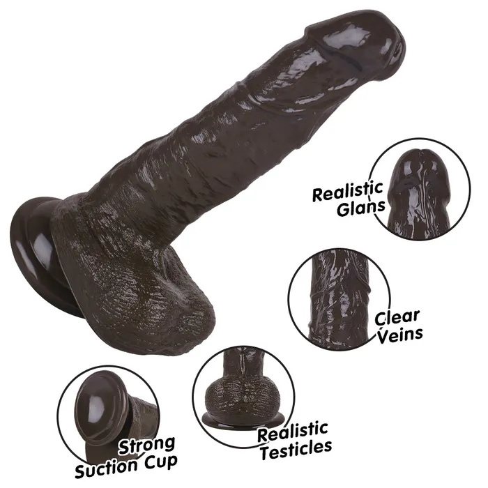 MD Female Sex Toys MD 866 Super Realistic Dildo with Suction Cup Coffee