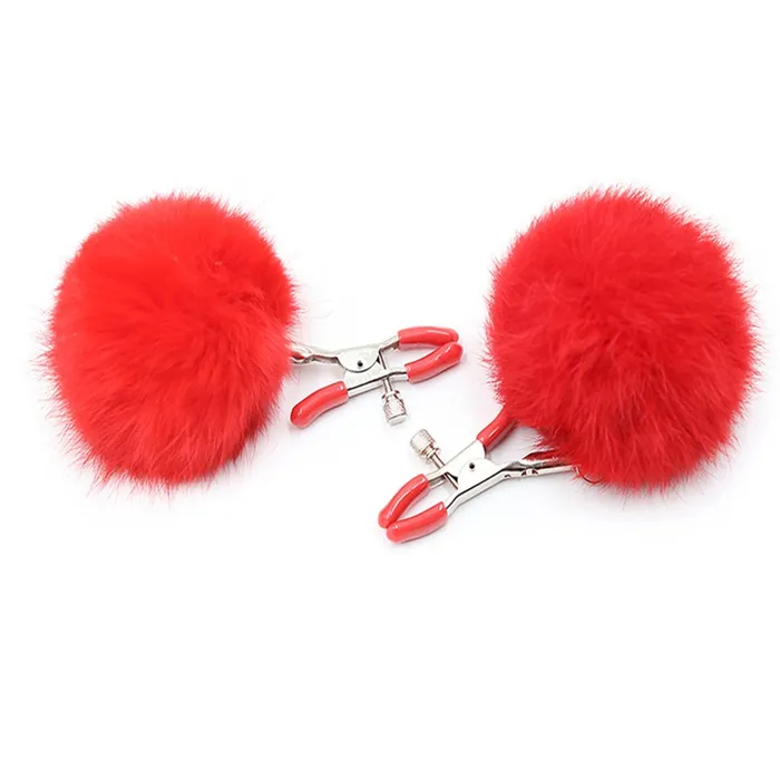 Naughty Toys Naughty Toys Nipple Clamps with Plush Ball Red Couples