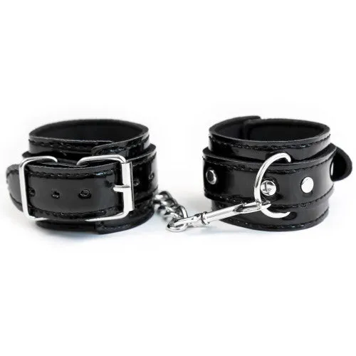 Naughty Toys ONE SIZE Grained Vinyl look hand Cuffs BLACK Naughty Toys Anal