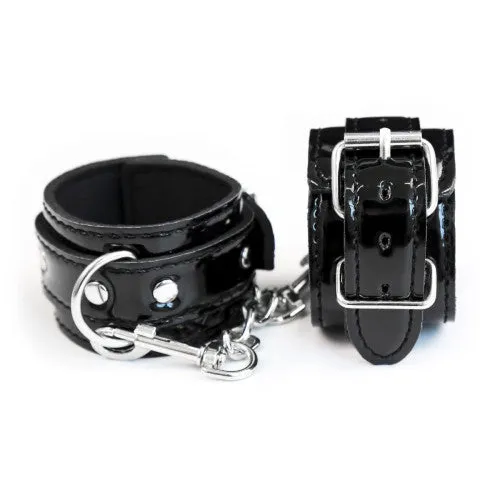 Naughty Toys ONE SIZE Grained Vinyl look hand Cuffs BLACK Naughty Toys Anal