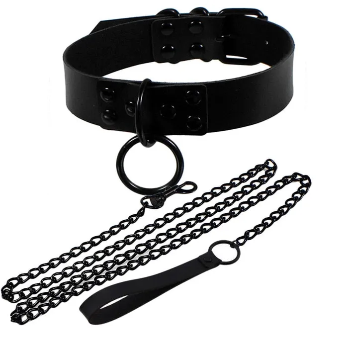 Restraints Kinkpod Oversized Gothic Leather Collar and Leash