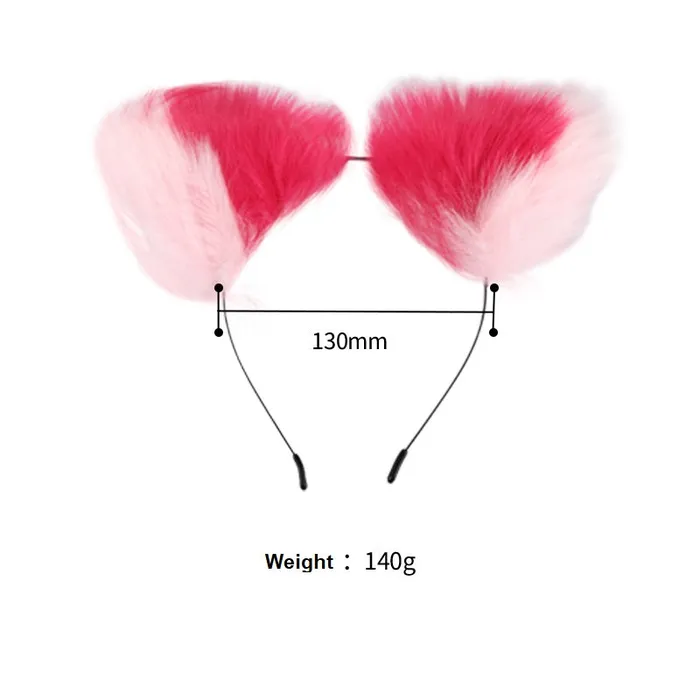 RY Anal RY Deformable Cosplay Wild Fox Tail Butt Plug Furry Ear Hair Band Gradient Pink