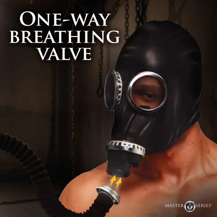 XR Brands Male Sex Toys Master Series Dark Inhaler Gas Mask with Bottle